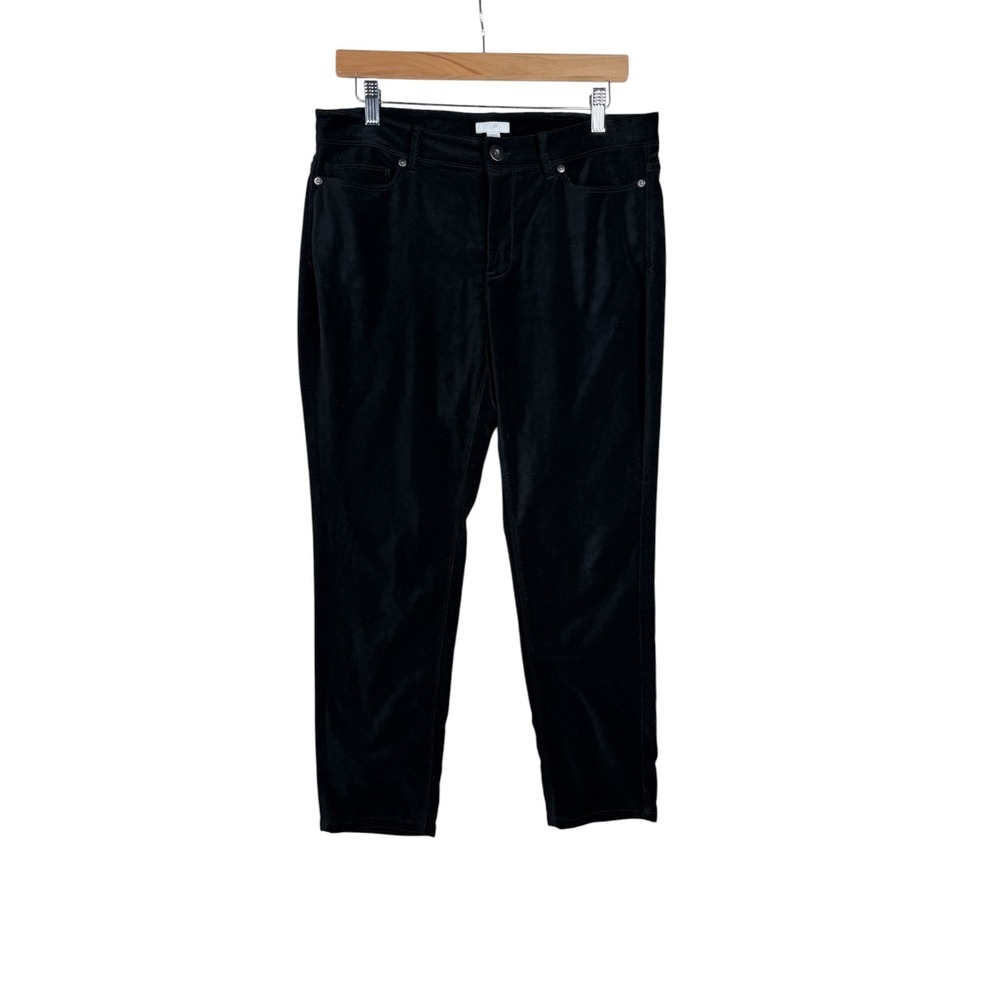 J. Jill Velvet Straight Leg Pants size‎ 10 Petite Black